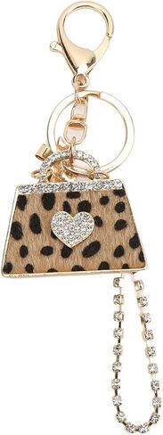 Leopard Bag Keychain, 1PCS Rhinestone Leopard Key Chain, Zinc Alloy Leopard Print Keychain with Hanging Buckle, Bag Hanging Decoration Keychain Car Pendants, Bag Ornaments in Kuwait