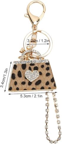 Leopard Bag Keychain, 1PCS Rhinestone Leopard Key Chain, Zinc Alloy Leopard Print Keychain with Hanging Buckle, Bag Hanging Decoration Keychain Car Pendants, Bag Ornaments in Kuwait
