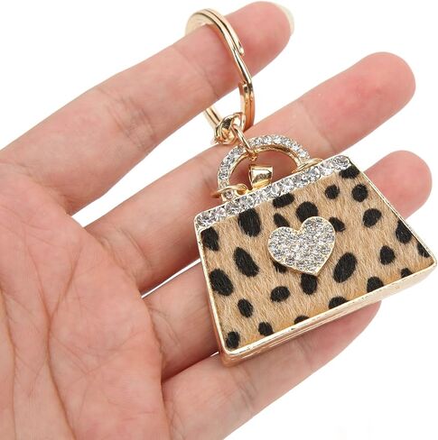 Leopard Bag Keychain, 1PCS Rhinestone Leopard Key Chain, Zinc Alloy Leopard Print Keychain with Hanging Buckle, Bag Hanging Decoration Keychain Car Pendants, Bag Ornaments in Kuwait