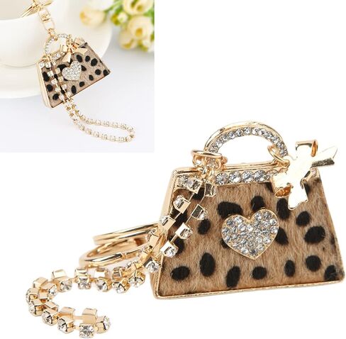 Leopard Bag Keychain, 1PCS Rhinestone Leopard Key Chain, Zinc Alloy Leopard Print Keychain with Hanging Buckle, Bag Hanging Decoration Keychain Car Pendants, Bag Ornaments in Kuwait