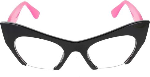 Cat Eye Eyeglasses Women Retro Vintage Razor Clear Lens Style Half Cut Off Frame in Saudi Arabia