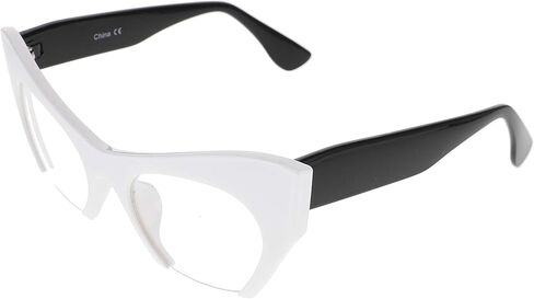Cat Eye Eyeglasses Women Retro Vintage Razor Clear Lens Style Half Cut Off Frame in Saudi Arabia