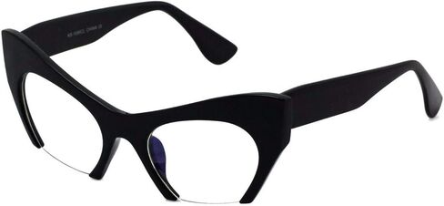Cat Eye Eyeglasses Women Retro Vintage Razor Clear Lens Style Half Cut Off Frame in Saudi Arabia