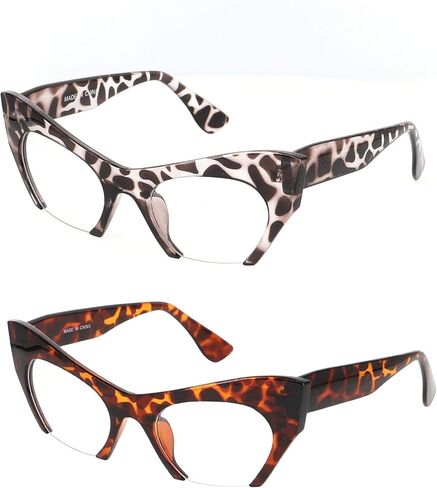 Cat Eye Eyeglasses Women Retro Vintage Razor Clear Lens Style Half Cut Off Frame in Saudi Arabia
