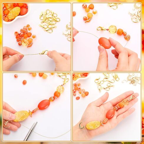 Ferreve 30 مجموعة من سلسلة المفاتيح الشمسية والقمر للنساء DIY سحر الذهب السماوي Boho Craft اصنع مجموعة سلسلة المفاتيح الخاصة بك حبة مع 30 مشبك جراد البحر 60 حلقة قفز ذو طيات لحقيبة هدية المبتدئين الكبار in Saudi Arabia