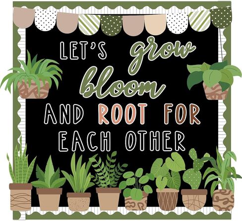 Spring Greenery Bulletin Board Decorations Set Motivational Let’s Grow Classroom Decor Inspirational Potted Plant Cutouts for School Home Office Nursery Party Chalkboard Wall Decor Teacher Supplies in Saudi Arabia
