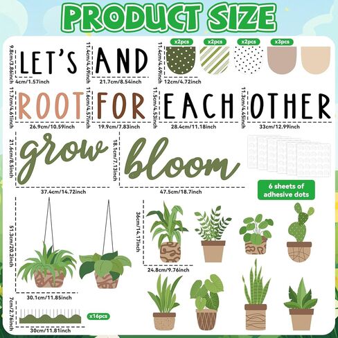 Spring Greenery Bulletin Board Decorations Set Motivational Let’s Grow Classroom Decor Inspirational Potted Plant Cutouts for School Home Office Nursery Party Chalkboard Wall Decor Teacher Supplies in Saudi Arabia