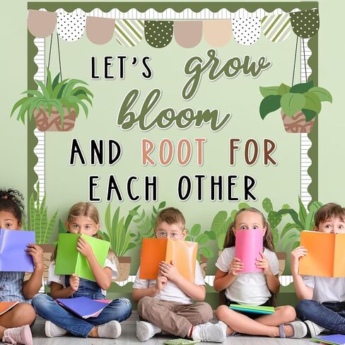 Spring Greenery Bulletin Board Decorations Set Motivational Let’s Grow Classroom Decor Inspirational Potted Plant Cutouts for School Home Office Nursery Party Chalkboard Wall Decor Teacher Supplies in Saudi Arabia