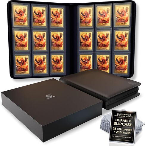 Toploader Binder for Trading Cards & Sports Cards | Top Loader Binder for Cards with Care Kit | TCG Binder 252 Pockets 25 Toploaders & Penny Sleeves | Trading Card Binder - Pokemon, Yugi-Oh & More in Kuwait