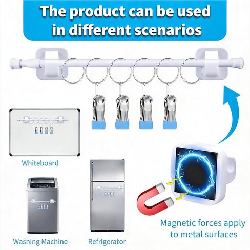 قطعتان من قضيب مغناطيسي للسبورة البيضاء في الفصل الدراسي - حامل مخطط مرساة قابل للتعديل مقاس 17-30 بوصة للمعلمين - حامل تقويم مغناطيسي عالي التحمل للأبواب المعدنية والمكاتب والملصقات المعلقة والخرائط in Kuwait
