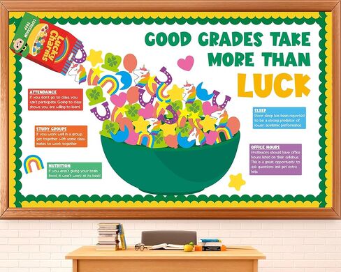 St. Patrick's Day Bulletin Board Decorations Unicorn Gold Coin Luck Shamrock Cutouts Happy St Patricks Day Positive Motivational Classroom Decor March Bulletin Board Set for School Home Wall Supplies in Saudi Arabia