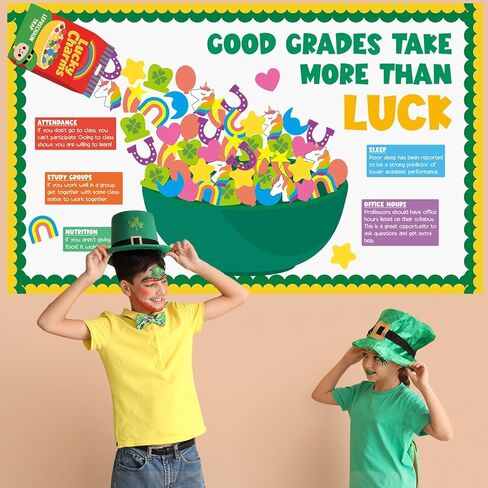 St. Patrick's Day Bulletin Board Decorations Unicorn Gold Coin Luck Shamrock Cutouts Happy St Patricks Day Positive Motivational Classroom Decor March Bulletin Board Set for School Home Wall Supplies in Saudi Arabia