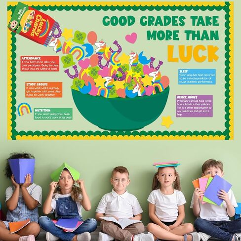 St. Patrick's Day Bulletin Board Decorations Unicorn Gold Coin Luck Shamrock Cutouts Happy St Patricks Day Positive Motivational Classroom Decor March Bulletin Board Set for School Home Wall Supplies in Saudi Arabia