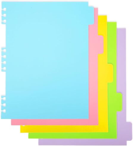 5 فواصل دفاتر الملاحظات، مقاس 8 × 10 بوصات، فواصل متحركة ملونة ومتينة من مادة PVC، فواصل مجلدة فارغة لدفاتر الملاحظات المزدوجة الحلزونية B5، مكتب المدرسة وتنظيم المنزل in Kuwait