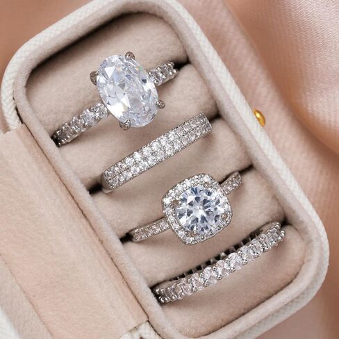 Timeless Design 4-Piece Ring Set for Women Cubic Zirconia Jewelry in Saudi Arabia