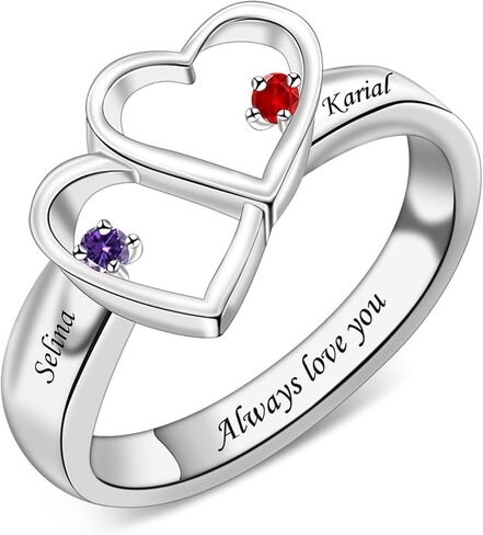 BAUMA AUTO 925 Sterling Silver Mothers Ring with 2-8 Birthstones Personalized Birthstone Rings for Women Mother's Day Birthday Anniversary Christmas Gift for Grandma Mom Wife in Saudi Arabia