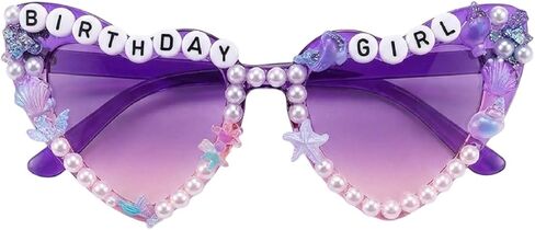 نظارات شمسية لعيد الميلاد على شكل حورية البحر ديكورات عيد الميلاد على شكل قلب حورية البحر نظارات شمسية بلؤلؤ صدفي لتزيين الحفلات للنساء هدايا عيد الميلاد in Kuwait