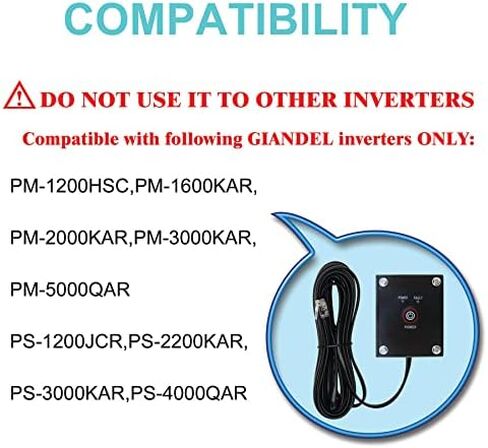 GIANDEL عاكس الطاقة مفتاح تشغيل/إيقاف عن بعد مع زر ضغط كابل 30 قدم قابل للتركيب على زر التحكم عن بعد in Kuwait