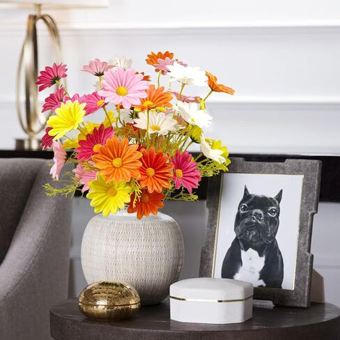 10 Bundles Artificial Daisy Flowers Colorful Real Touch Faux Daisies Fake Flower with Stems for Home Wedding Centerpieces Party Table Vase Floral Arrangement DIY Decor (Multicolor) in Kuwait