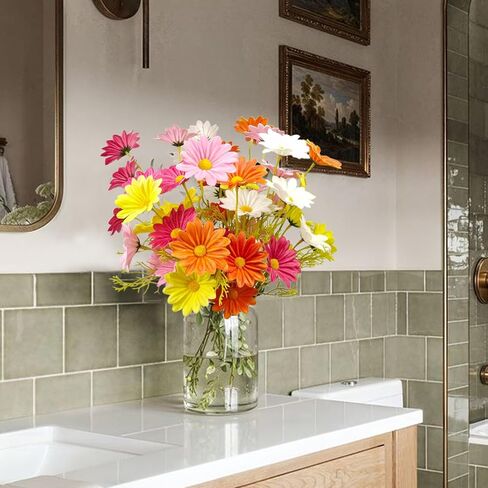 10 Bundles Artificial Daisy Flowers Colorful Real Touch Faux Daisies Fake Flower with Stems for Home Wedding Centerpieces Party Table Vase Floral Arrangement DIY Decor (Multicolor) in Kuwait