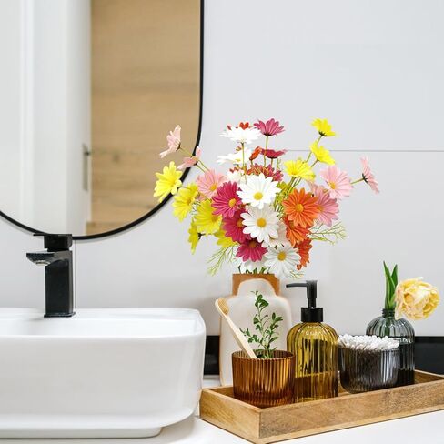 10 Bundles Artificial Daisy Flowers Colorful Real Touch Faux Daisies Fake Flower with Stems for Home Wedding Centerpieces Party Table Vase Floral Arrangement DIY Decor (Multicolor) in Kuwait