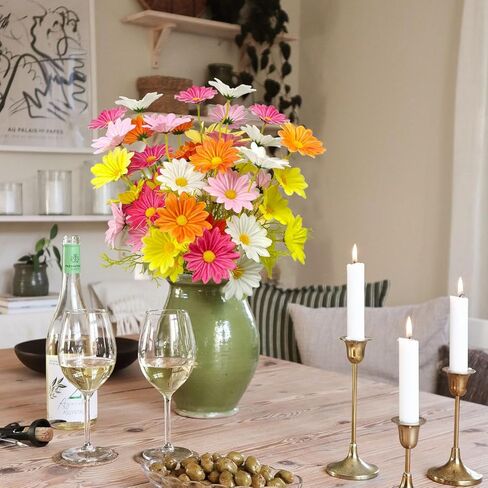 10 Bundles Artificial Daisy Flowers Colorful Real Touch Faux Daisies Fake Flower with Stems for Home Wedding Centerpieces Party Table Vase Floral Arrangement DIY Decor (Multicolor) in Kuwait