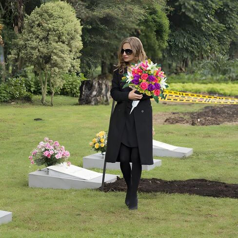 ICX Cemetery Flowers for Grave with Vase, 2 Sets of Memorial Day Flowers for Cemetery, Grave Blossoms with Roses, Lilies, Beautiful Arrangements Bouquet for Decorations (Pink in Kuwait