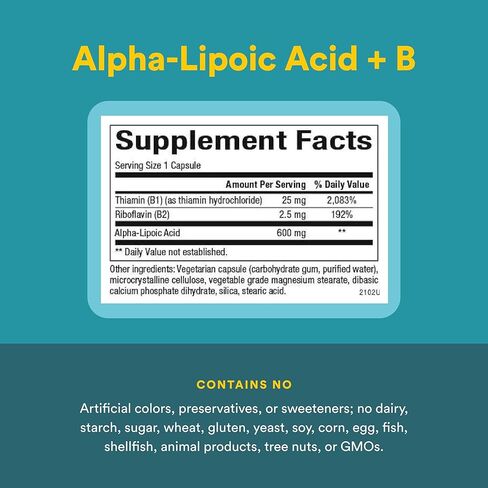 Natural Factors Alpha-Lipoic Acid + B 600 mg, 60 Capsules in Kuwait
