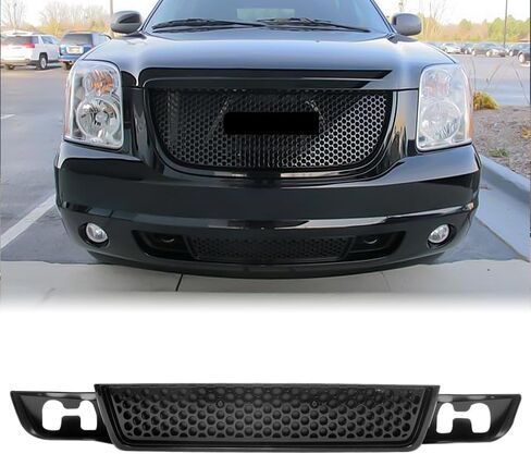شبكة، متوافقة مع 2007-2014 Gmc Yukon SLE SLT Denali & Yukon XL 1500 Denali، واقي استبدال شبكة الشواية الأمامية البلاستيكية ABS، أسود in Kuwait