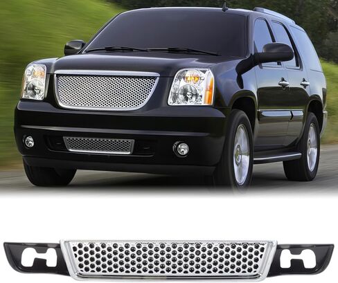 Grille, Compatible with 2007-2014 Gmc Yukon SLE SLT Denali & Yukon XL 1500 Denali, ABS Plastic Front Bumper Lower Grill Grid Replacement Guard, Black in Kuwait