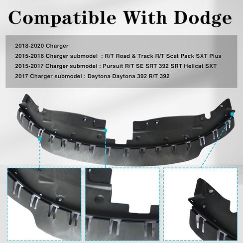 غطاء علوي مصبغة غطاء دعم المبرد درع علوي من البلاستيك الأمامي متوافق مع دودج تشارجر 2015-2020 لـ 68226530AD/68226530AF CH1224101 in Kuwait