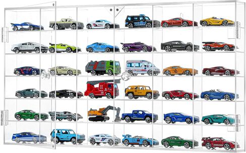 1/64 Clear Acrylic Display Case for Hot Diecast Wheels Wall Mount Display & Desktop Display, Dustproof Toy Car Storage Organizer, Freestanding Storage with 6 Levels 24 Slots in Saudi Arabia