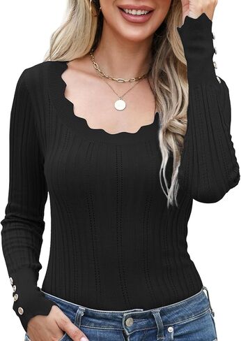 Women's Sweaters Long Sleeve Lightweight Top Knitted Pullover Hollow Out Trendy Sweater Slim Fitted Casual Jumper Outfits in Saudi Arabia