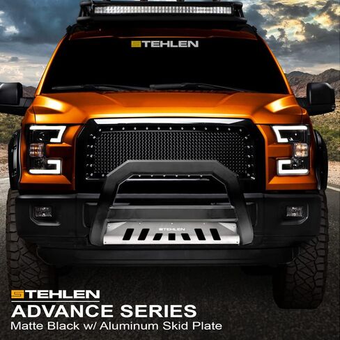 Stehlen 714937183704 Compatible with 2002-2005 Dodge Ram 1500/2006-2008 1500 Mega (Extended Crew) Cab / 2003-2009 2500 3500 Advance Series Bull Bar - Matte Black/Brush Aluminum Skid Plate in Saudi Arabia