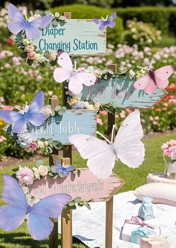 Butterfly Decorations 12PCS Large Butterfly Wall Decor Large Butterfly Decor for Birthday Baby Shower Fairy Tea Spring Party Supplies Home Room Stickers in Kuwait