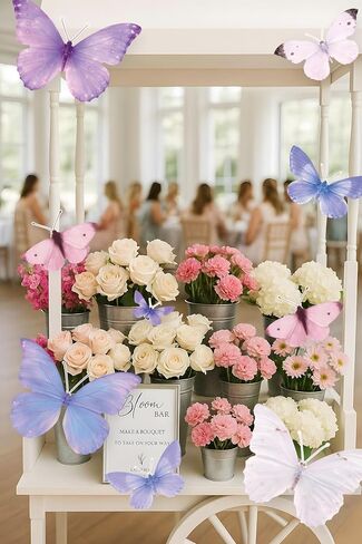 Butterfly Decorations 12PCS Large Butterfly Wall Decor Large Butterfly Decor for Birthday Baby Shower Fairy Tea Spring Party Supplies Home Room Stickers in Kuwait