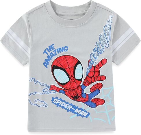 تي شيرت Marvel Spider-Man للأولاد بأكمام قصيرة ومجموعة قصيرة شبكية للأطفال الصغار والكبار in Kuwait