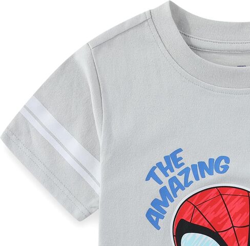 تي شيرت Marvel Spider-Man للأولاد بأكمام قصيرة ومجموعة قصيرة شبكية للأطفال الصغار والكبار in Kuwait