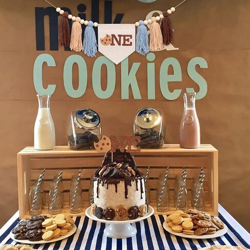 Cookies First Birthday High Chair Banner Cake Topper Set - Sweet Cookie Theme 1st Birthday Party Decoration Supplies Highchair Tassel Banners And Cake Topper, Cookie Sign Anniversary Milestone Celebration Supplies in Kuwait