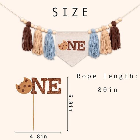 Cookies First Birthday High Chair Banner Cake Topper Set - Sweet Cookie Theme 1st Birthday Party Decoration Supplies Highchair Tassel Banners And Cake Topper, Cookie Sign Anniversary Milestone Celebration Supplies in Kuwait