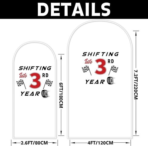 Shifting into 3rd Year Wall Decal Racing Car Theme 3rd Birthday Party Balloon Arch Stickers Decorations for Boy Black Red in Kuwait