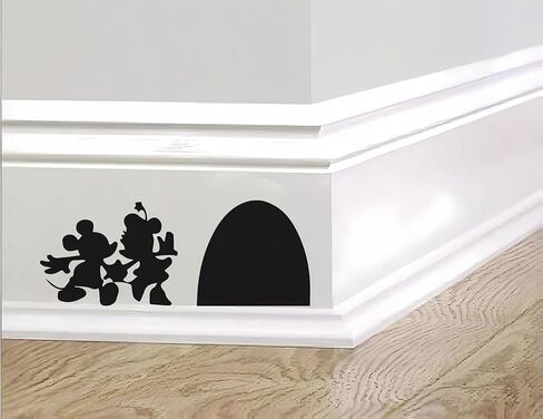 Cute Funny Mouse Hole Wall Decal | Mouse Hole Baseboard Sticker | Laptop Car Bedroom Decor | Removable Wall Sticker | Kids Room Decorations (4''x10'', 2pcs) in Saudi Arabia