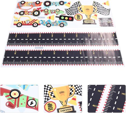 Unomor Race Car Height Chart for Boys Wall Decals Removable Growth Chart Stickers for Kids Room Nursery School Measurement Ruler 70.86 x 11.81in in Saudi Arabia