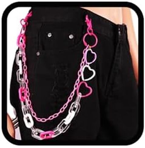 Pants Jean Chain Heart Pocket Trousers Hiphop Rock Wallet Chains Body Chain for Men and Women Cute Colorful Pants Jean Layered Keychain Girls in Saudi Arabia