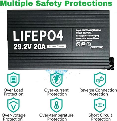 24V 20A Fast Lithium Battery Charger 29.2V 20Amp LiFePO4 Battery Smart Charger Anderson Connector LED Indicator Special for Lithium 24 Volt LiFePO4 Deep Cycle Rechargeable Batteries Charger in Kuwait