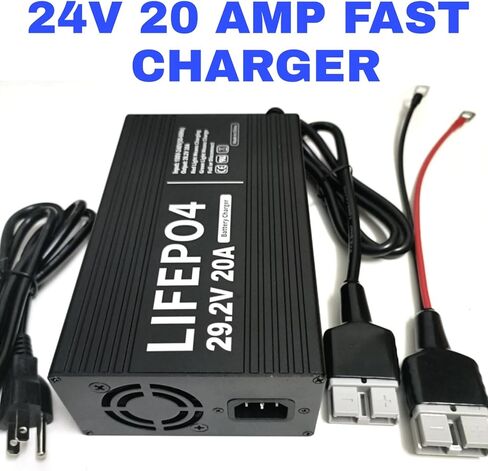 24V 20A Fast Lithium Battery Charger 29.2V 20Amp LiFePO4 Battery Smart Charger Anderson Connector LED Indicator Special for Lithium 24 Volt LiFePO4 Deep Cycle Rechargeable Batteries Charger in Kuwait