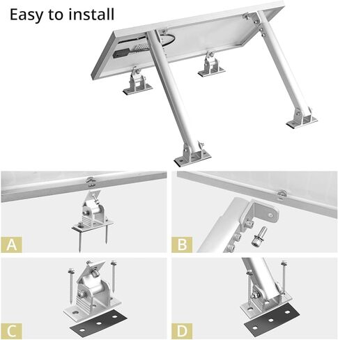 Anbte 1 Set Adjustable Solar Panel Tilt Mount Brackets, 15-30° Adjustable Aluminum Solar Mounting Brackets Support 50W 70W 100W 150W 200W 300W 400W Panels, for Flat Surface, RV, Roof, Boat, Silver in Kuwait