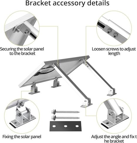 Anbte 1 Set Adjustable Solar Panel Tilt Mount Brackets, 15-30° Adjustable Aluminum Solar Mounting Brackets Support 50W 70W 100W 150W 200W 300W 400W Panels, for Flat Surface, RV, Roof, Boat, Silver in Kuwait