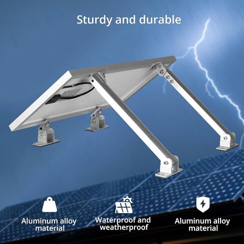 Anbte 1 Set Adjustable Solar Panel Tilt Mount Brackets, 15-30° Adjustable Aluminum Solar Mounting Brackets Support 50W 70W 100W 150W 200W 300W 400W Panels, for Flat Surface, RV, Roof, Boat, Silver in Kuwait