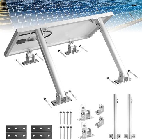 Anbte 1 Set Adjustable Solar Panel Tilt Mount Brackets, 15-30° Adjustable Aluminum Solar Mounting Brackets Support 50W 70W 100W 150W 200W 300W 400W Panels, for Flat Surface, RV, Roof, Boat, Silver in Kuwait